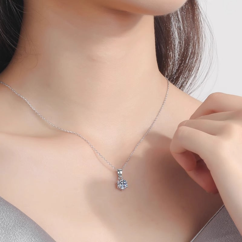 Moissanite Diamond Necklace Silver