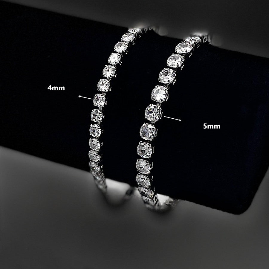 Silver Moissanite Tennis Chain Bracelet Necklace