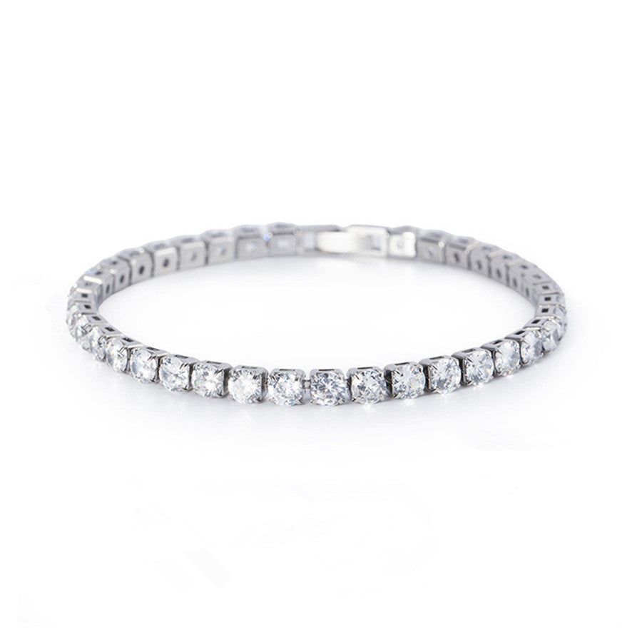 Silver Moissanite Tennis Chain Bracelet Necklace