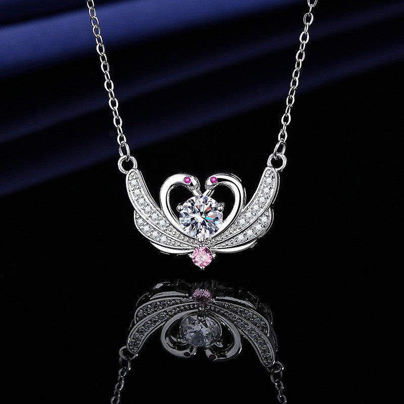Silver Plated Swan Pendant Necklace