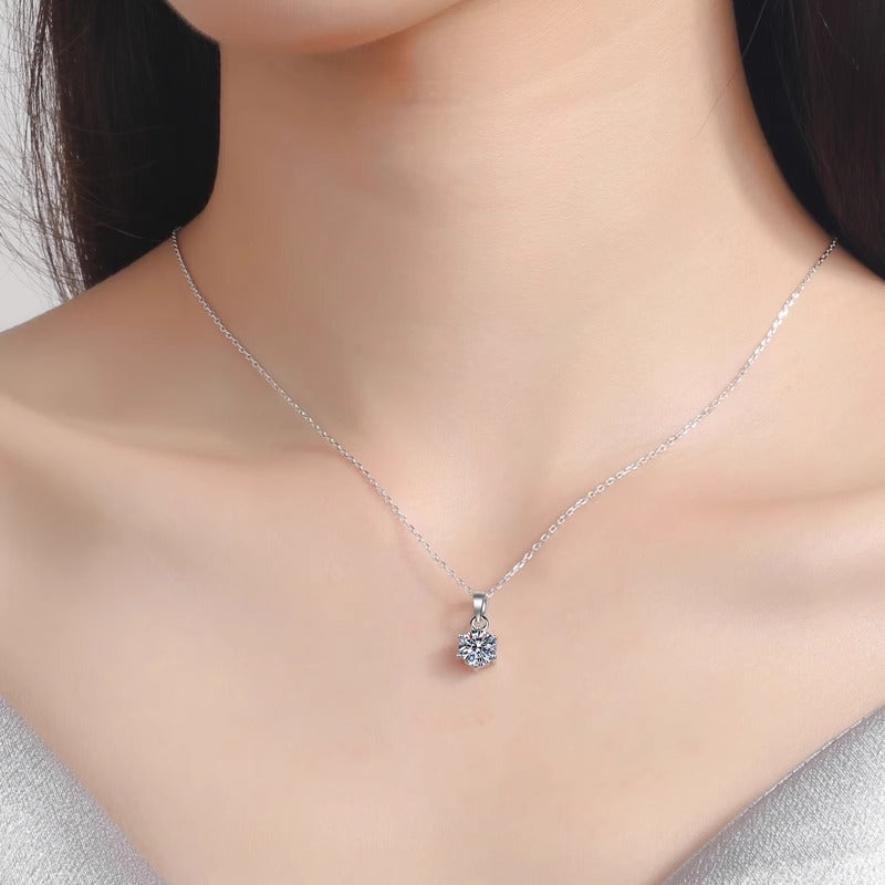 Moissanite Diamond Necklace Silver