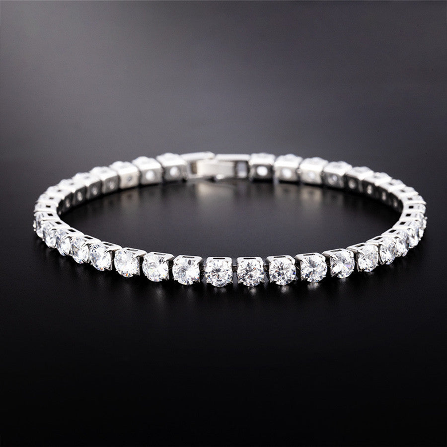 Silver Moissanite Tennis Chain Bracelet Necklace